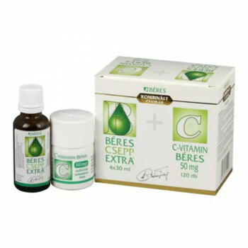 Béres Csepp Extra belsőleges oldatos csepp 4x30ml+C-vitamin 50 mg tabletta 120x