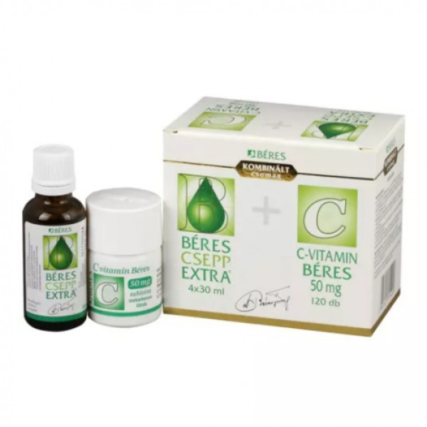 Béres Csepp Extra belsőleges oldatos csepp 4x30ml+C-vitamin 50 mg tabletta 120x